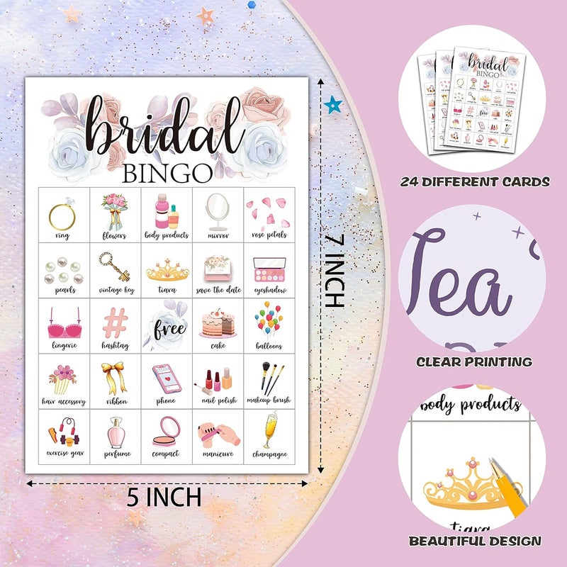 Foosproea Bridal Bingo Cards, Bridal Shower Game for 24 Players, Wedding/Bachelorette Party Games for Family Friends Activities, Holiday Party Favors Supplies Decorations(06) - Image 2